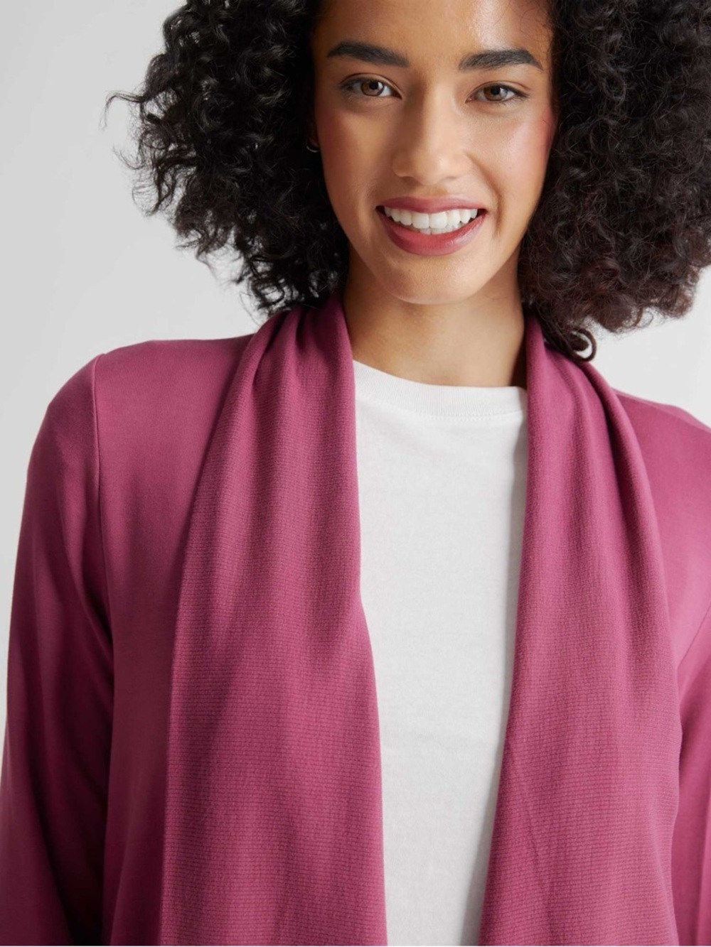 Quince Modal French Terry Cardigan Rose Pink Thumbhole Size Medium - Picture 3 of 12